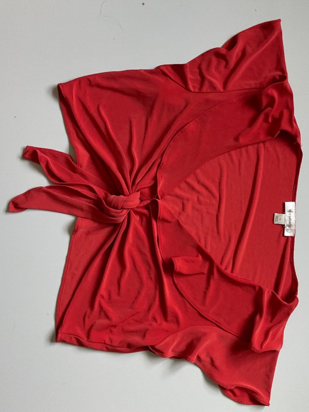 Dress Barn Blood Orange Ruffle Tie Crop Top in Good Condition Size 10